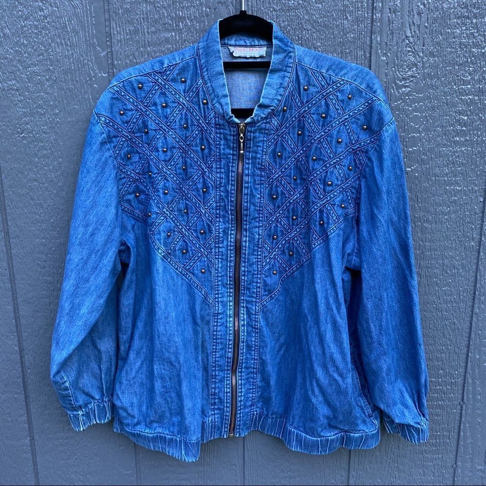 Vintage Megan Moore Studded Fashion Jean Jacket